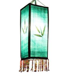 National Style Cloth Lantern With Tassel Creative Handmade Home Decor Painted Lamp Shade, Green National Style Cloth Lantern With Tassel Creative Handmade Home Decor Painted Lamp Shade, Green