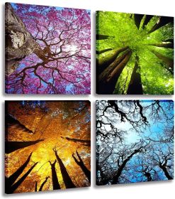 4 Panels Canvas Wall Art Spring Summer Autumn Winter Four Seasons Landscape Color Tree Painting Picture Prints Modern Giclee Artwork Stretched an 4 Panels Canvas Wall Art Spring Summer Autumn Winter Four Seasons Landscape Color Tree Painting Picture Prints Modern Giclee Artwork Stretched an